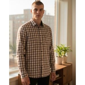 Comune Plaid Button Down Shirt Women's Size L Grunge Flannel